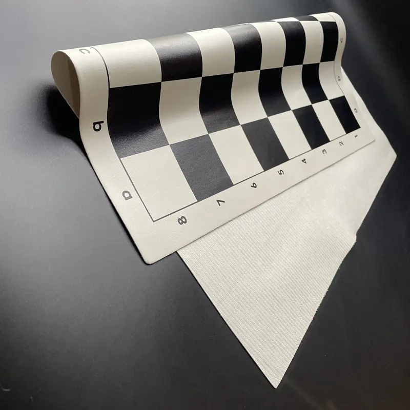 Large 50cm/19.7inch portable, rollable soft chess black and white grid board, PU material game accessory standard board