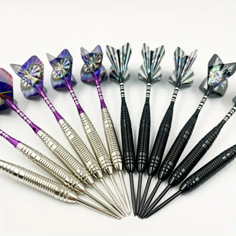 12 professional metal dart anti slip aluminum dart shaft dart steel tip set with anti slip dart shaft sharpener and gift box