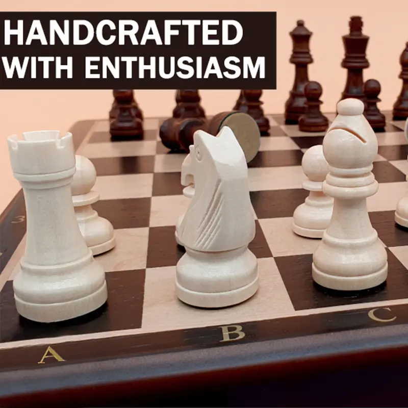Ebony chess game board 38cm/15inch foldable board game entertainment king 7.6cm/3inch tall