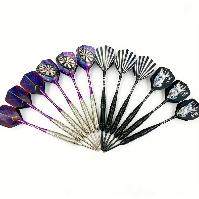 12 professional metal dart anti slip aluminum dart shaft dart steel tip set with anti slip dart shaft sharpener and gift box