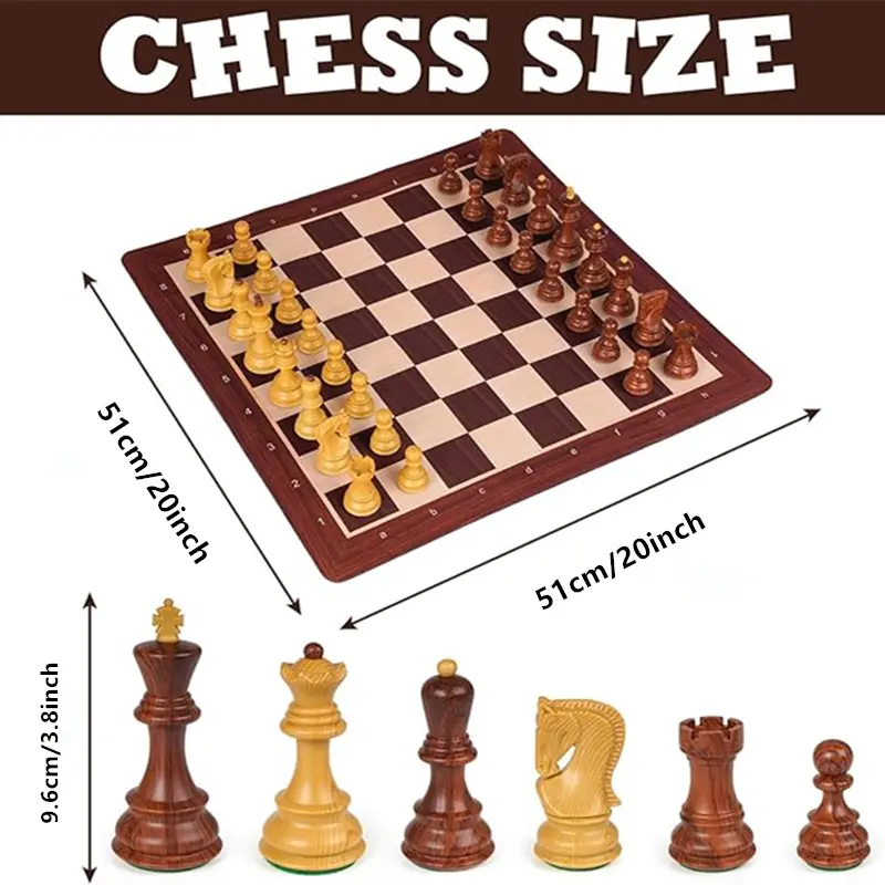 International Chess Set 51cm/20inch Foldable Silicone Chessboard, New Large King Size 9.6cm/3.8inch Heavy Chess Game Set