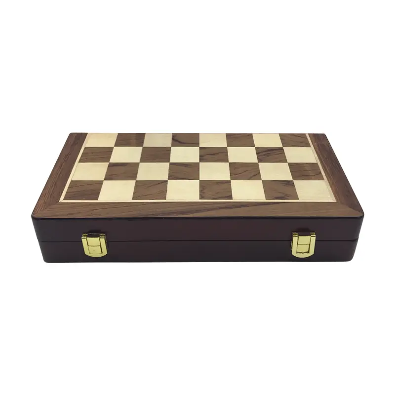 Deluxe Wooden checkerboard Set 30cm/11.81in Portable folding checkerboard with weight zinc alloy chess pieces Christmas gift