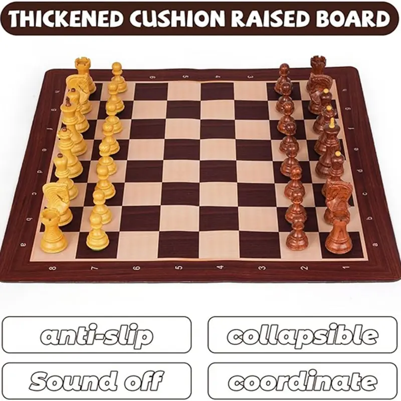 International Chess Set 51cm/20inch Foldable Silicone Chessboard, New Large King Size 9.6cm/3.8inch Heavy Chess Game Set