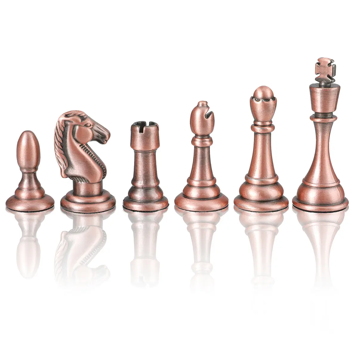 Zinc Alloy Antique Bronze Metal Chess Pieces 29cm/11.42 Inch High-Quality Solid Wood Foldable Board Game Entertainment