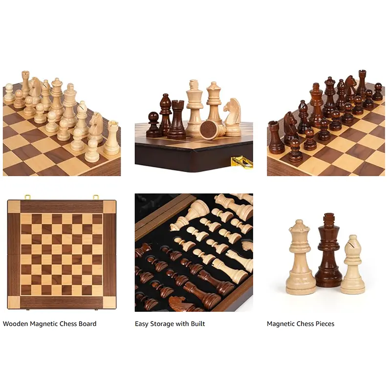Chess piece wooden chess Set 38cm/15inch with 2 additional post-competitive foldable portable travel board games