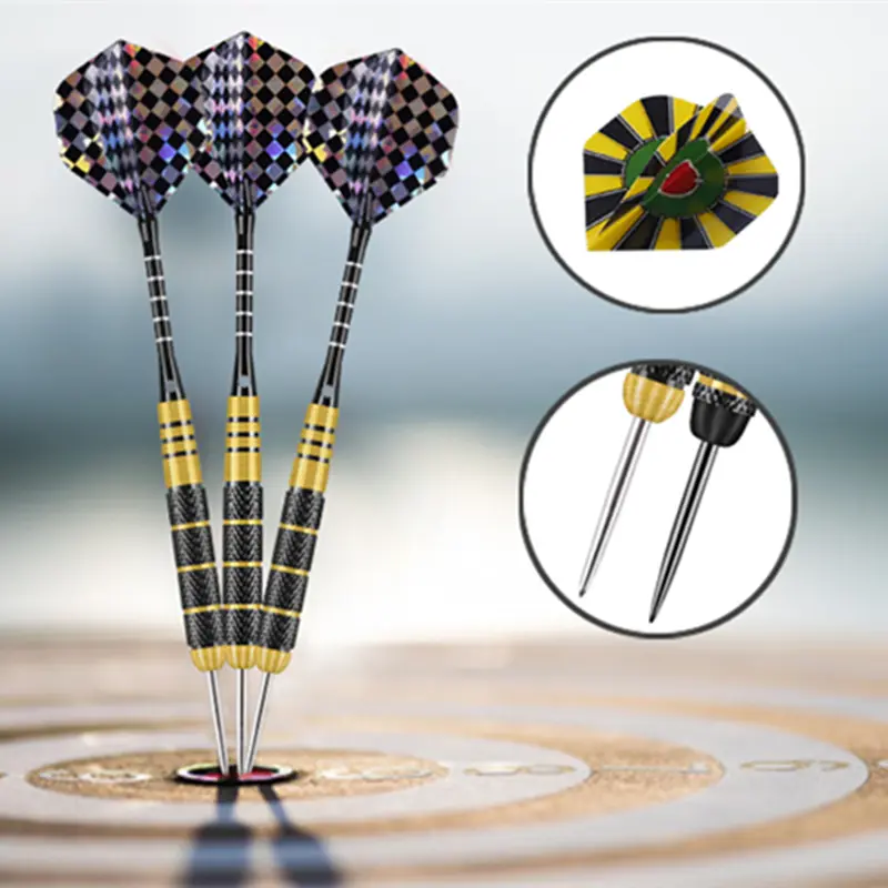 12pcs Dart 20g and 24g Steel Tip Dart Set Professional Metal Tip Dart and Sharpening Tool, Aluminum Shaft Brass Dart Body Barrel
