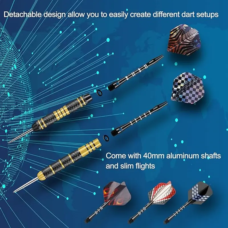 12pcs Dart 20g and 24g Steel Tip Dart Set Professional Metal Tip Dart and Sharpening Tool, Aluminum Shaft Brass Dart Body Barrel