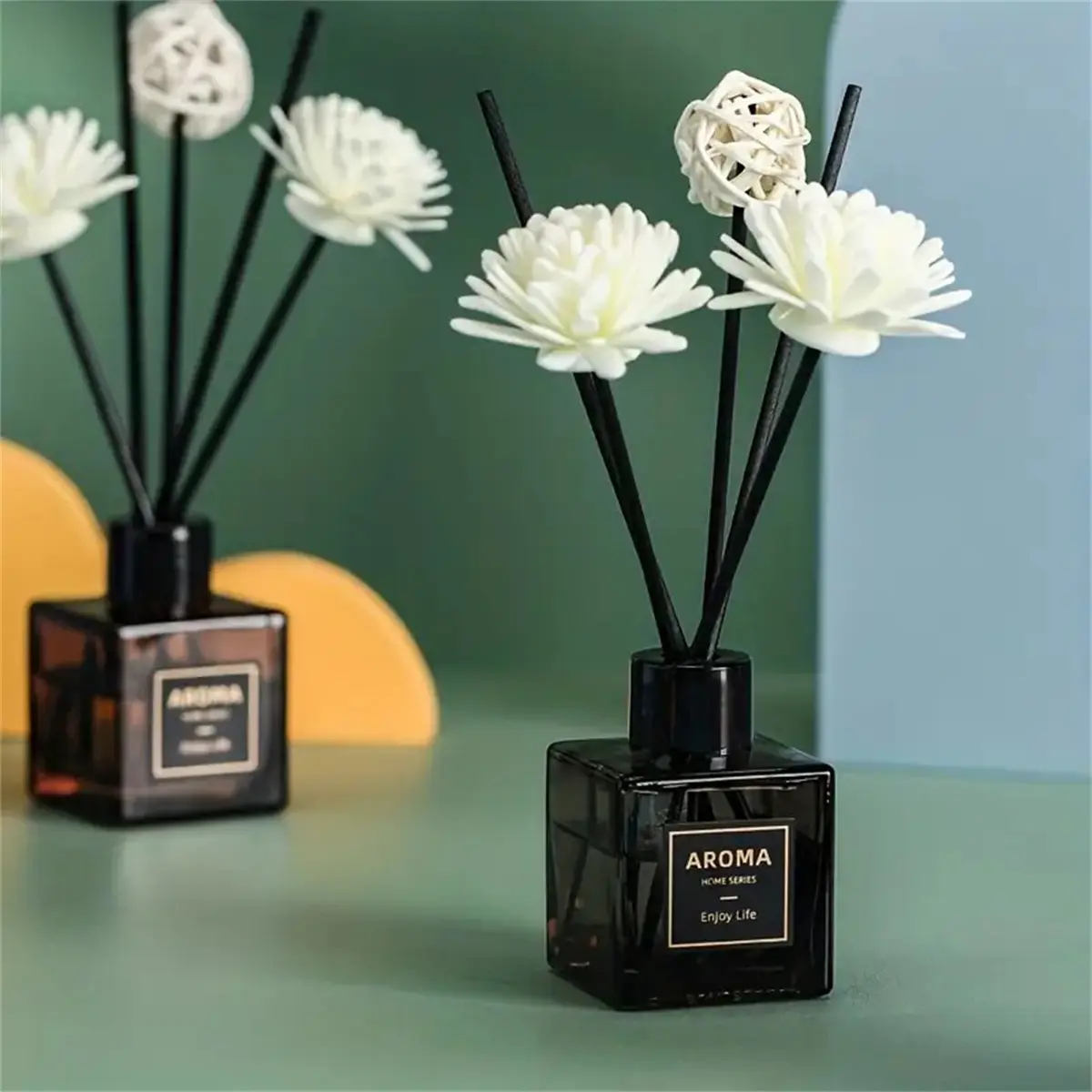 New Grey small square bottle fireless aromatherapy essential oil for a calming bedroom & living room atmosphere