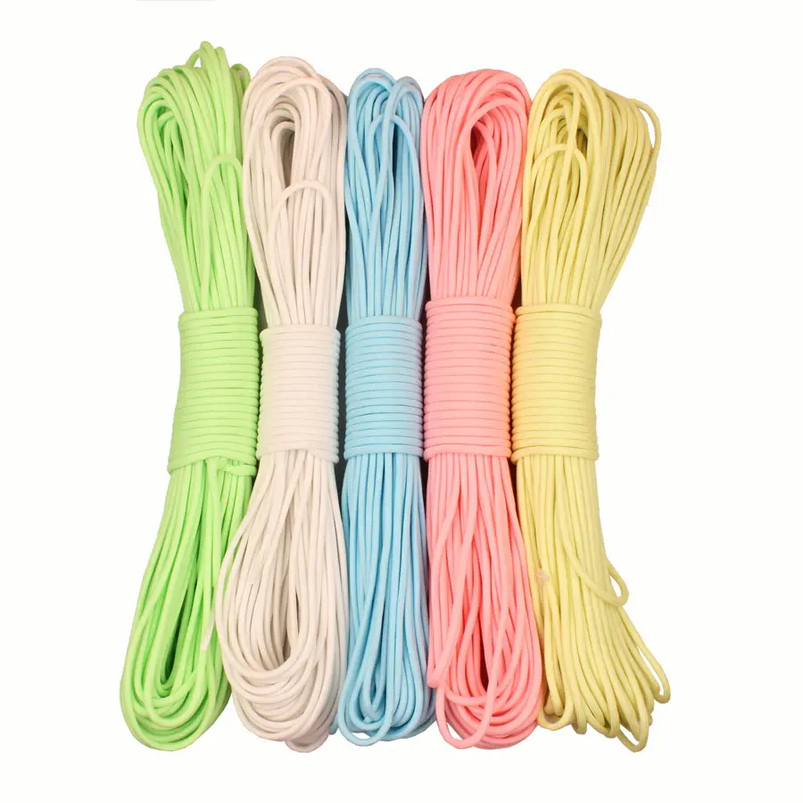 CAMPINGSKY 9 Strands Cores Luminous Glow in the Dark Paracord Parachute Cord Lanyard 25 50 100 feet