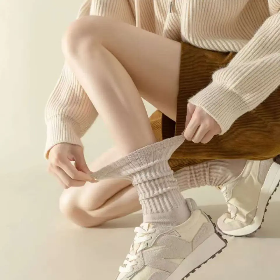 Campingsky Slouchy Socks for Women Crew Socks Cotton 100 high quality Boot Calf Socks Chunky Ribbed Cozy Scrunch Socks 1 pair