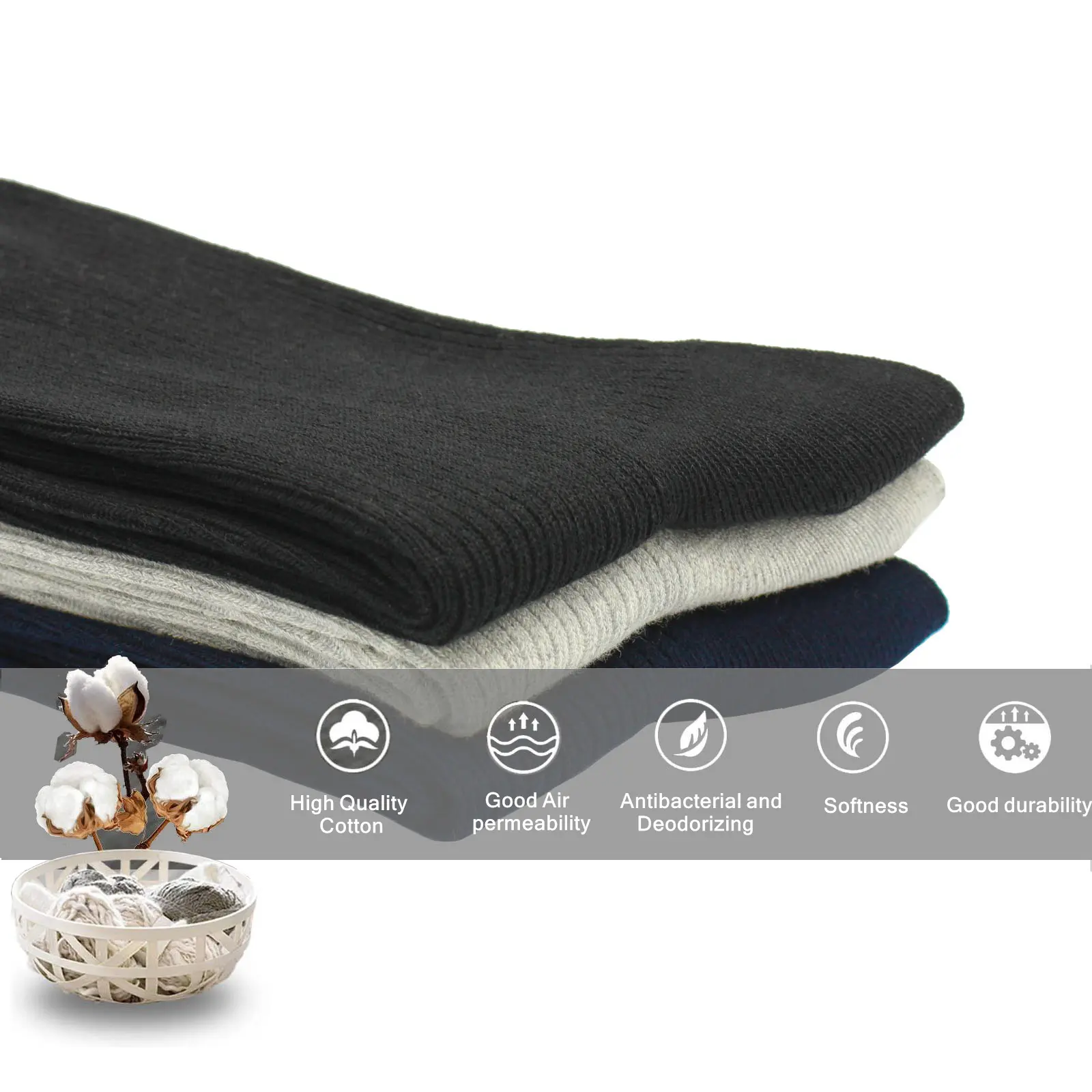 100% Cotton Man socks high quality Breathable Comfort for the four seasons Wear 3 Pairs Pack man socks  long breathable