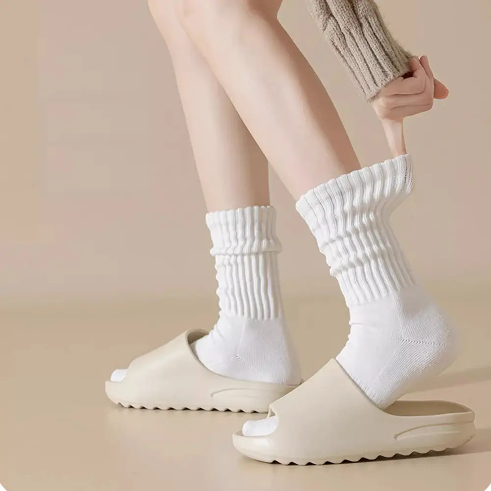 Campingsky Slouchy Socks for Women Crew Socks Cotton 100 high quality Boot Calf Socks Chunky Ribbed Cozy Scrunch Socks 1 pair