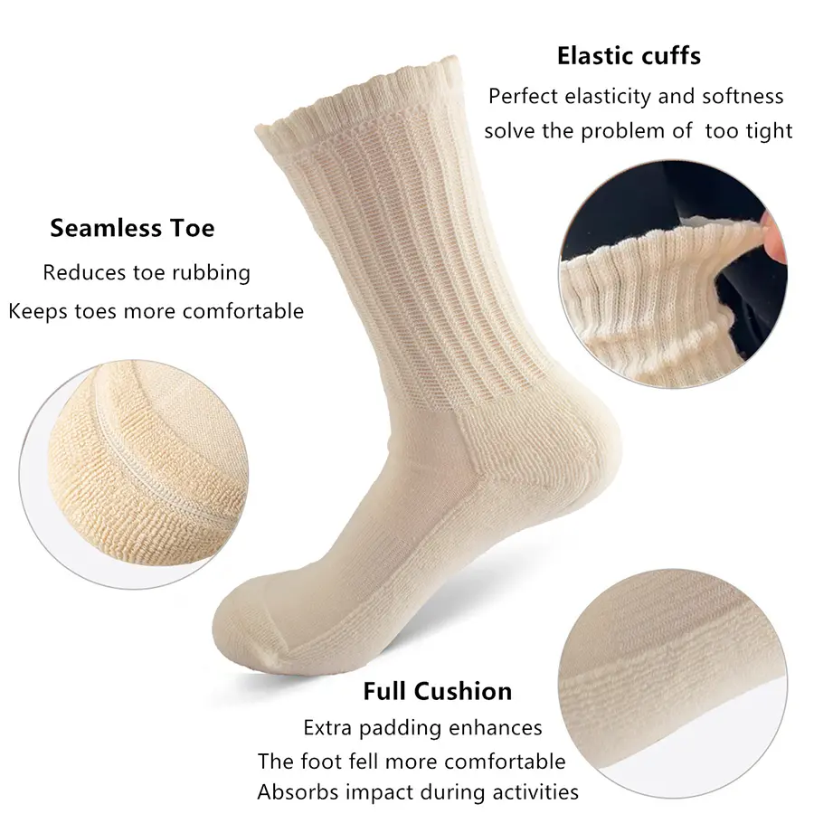 Campingsky Women's Crew Socks, Slouch Socks high quality, Slouchy Socks, woman socks cotton,  slouchy socks woman white