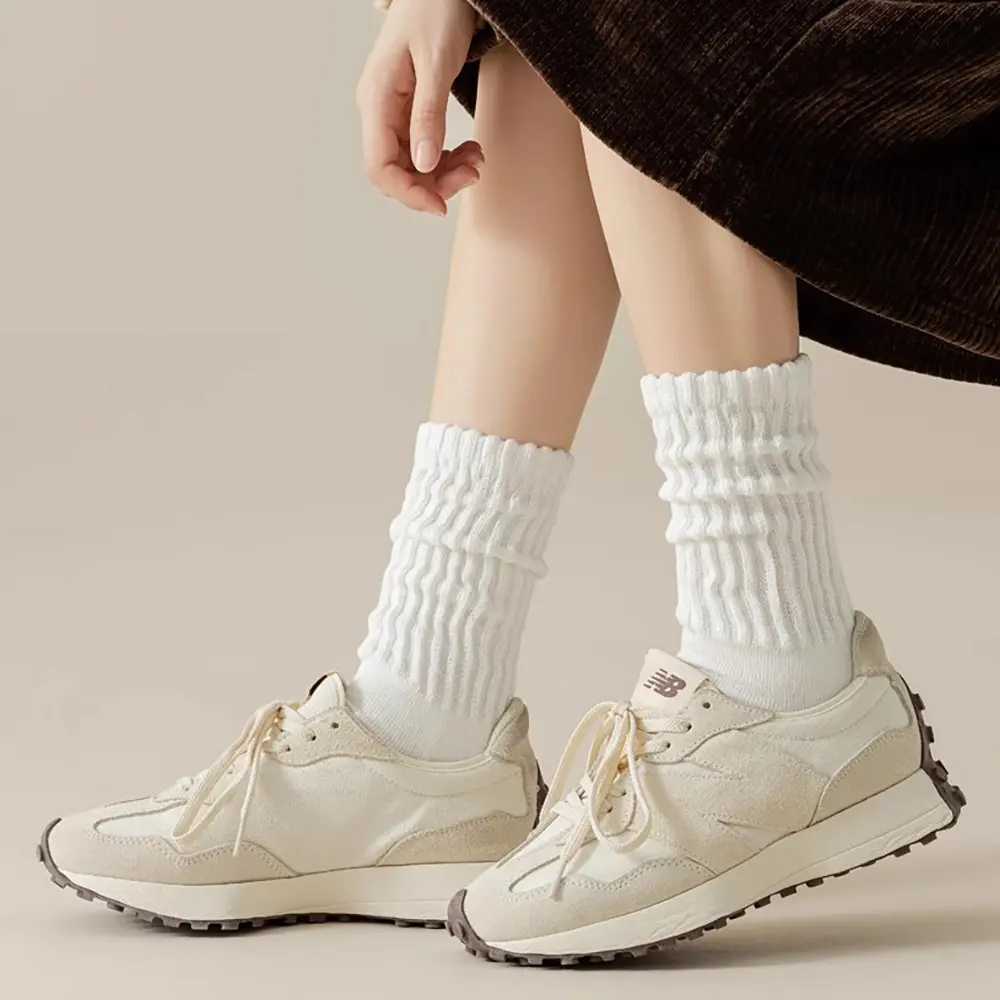 Campingsky Women's Crew Socks, Slouch Socks high quality, Slouchy Socks, woman socks cotton,  slouchy socks woman white