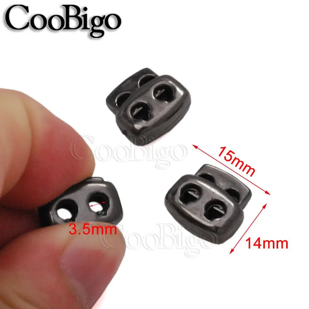 10pcs Plastic Cord Lock Toggle Clip Stopper Bag Backpack Garments Drawstring Rope Shoelace DIY Accessory Silver Black 3.5mm Hole