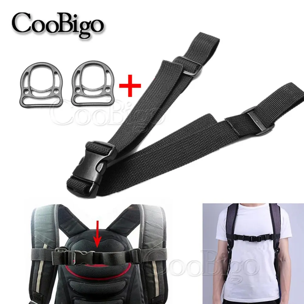 1Pcs Backpack Chest Strap Harness Webbing Adjustable Dual Release Buckle D Ring Outdoor Tactical Camping Bags Accessories 25mm