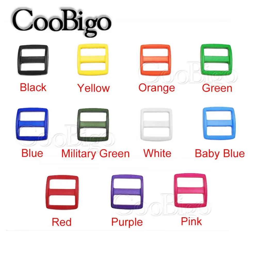 5pcs Colorful Slider Tri-Glide Ladder Lock Buckle Adjuster for Outdoor Camping Straps Backpacks Webbing Accessories Plastic 25mm