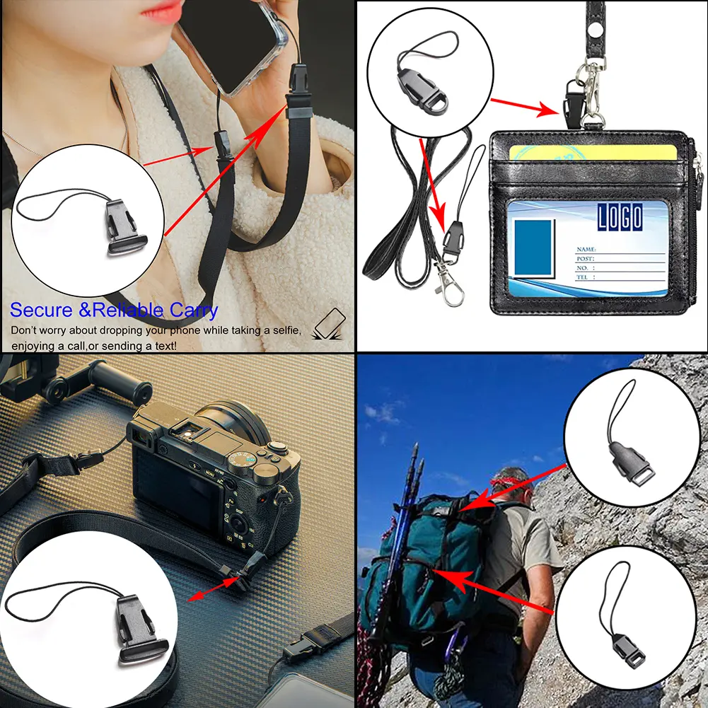 10pcs Detachable Buckle Plastic Black For Bag Worker Tag Cell Phone Lanyard ID Card Holder Accessories 7 Style Pick