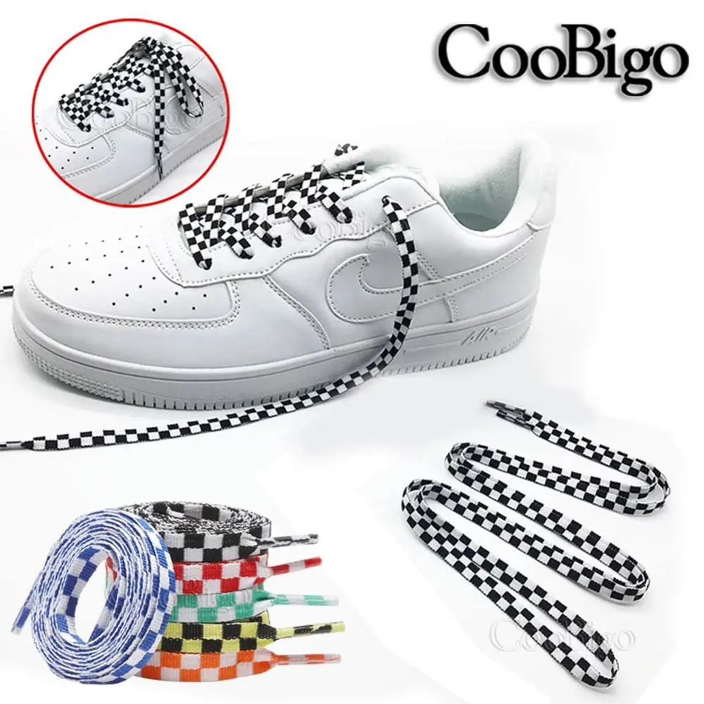 1 Pair Grid Shoe Lace Shoelaces for Canvas Sneakers Lacing Accessories  Checkered Printing 1.2m