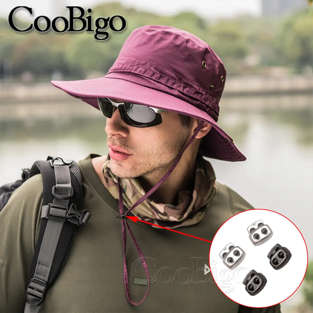 10pcs Plastic Cord Lock Toggle Clip Stopper Bag Backpack Garments Drawstring Rope Shoelace DIY Accessory Silver Black 3.5mm Hole