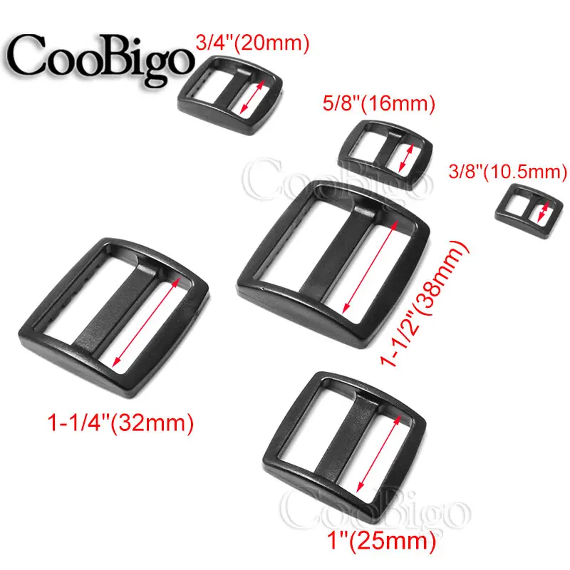 10pcs Plastic Backpack Strap Buckles Tri-Glide Adjuster Ladder Lock Slider for Backpack Strap Belt Webbing Dog Collar Parts