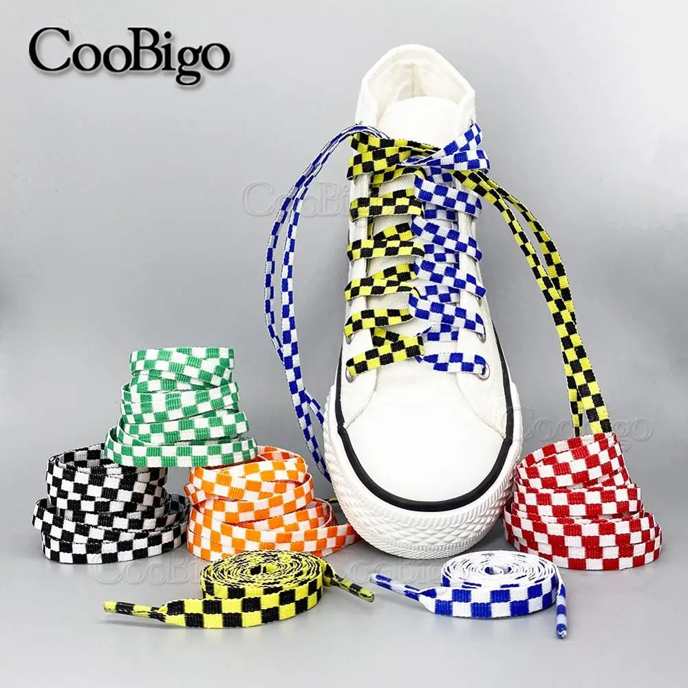 1 Pair Grid Shoe Lace Shoelaces for Canvas Sneakers Lacing Accessories  Checkered Printing 1.2m