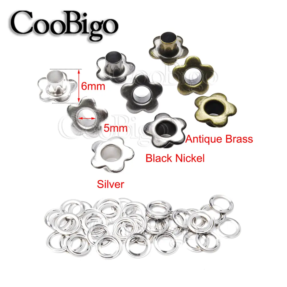 100pcs Metal Eyelet Floral Eyelets for Outdoor Clothes Hiking Shoes Tactical Belt Camping Tent Awning Cover Shelter Accessories