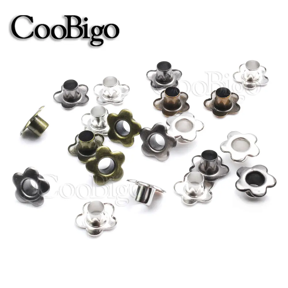 100pcs Metal Eyelet Floral Eyelets for Outdoor Clothes Hiking Shoes Tactical Belt Camping Tent Awning Cover Shelter Accessories
