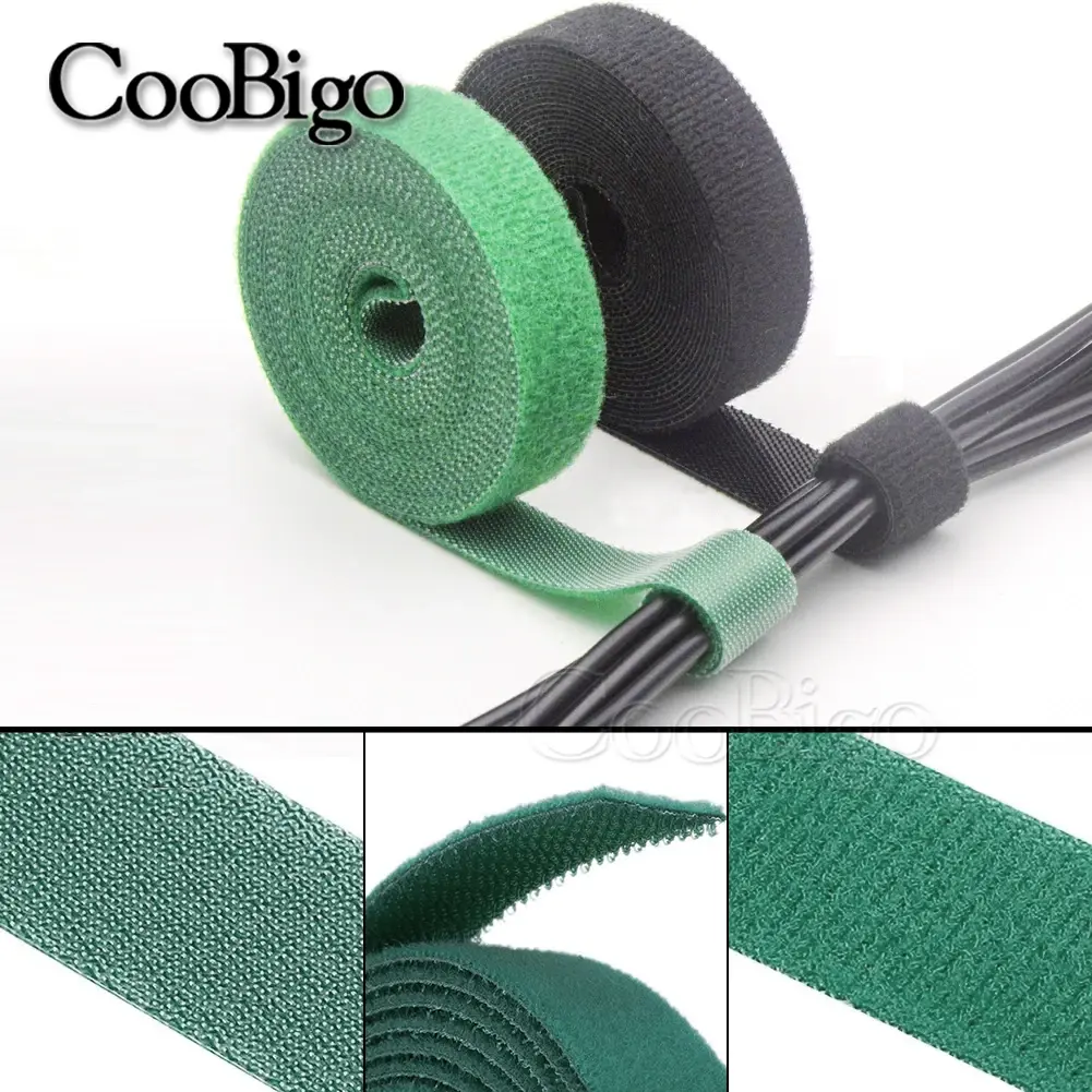 5M Self Adhesive Fastening Tape Magic Sew on Hook and Loop Strap Cable Ties Garden Winder Wire Straps Accessories Nylon 10mm