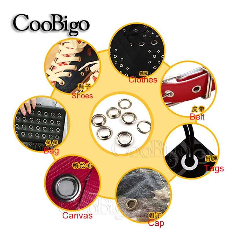 100pcs Metal Eyelet Floral Eyelets for Outdoor Clothes Hiking Shoes Tactical Belt Camping Tent Awning Cover Shelter Accessories
