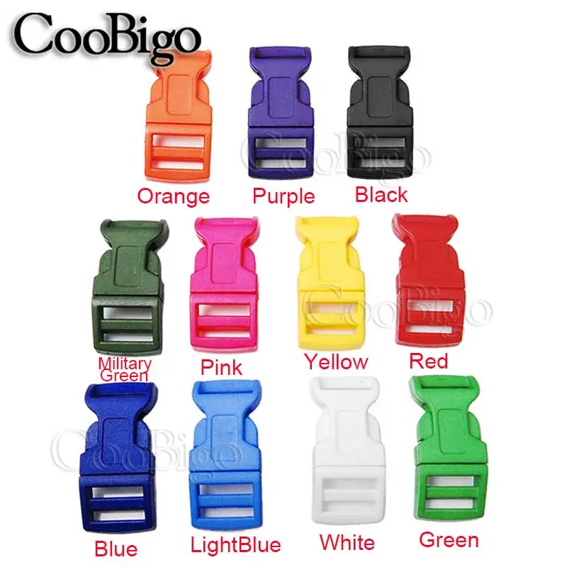 10pc Curved Side Release Buckles Plastic Paracord Buckle Parachute 550 Cord Bracelet Clip Dog Collar Strap Outdoor Backpack 16mm