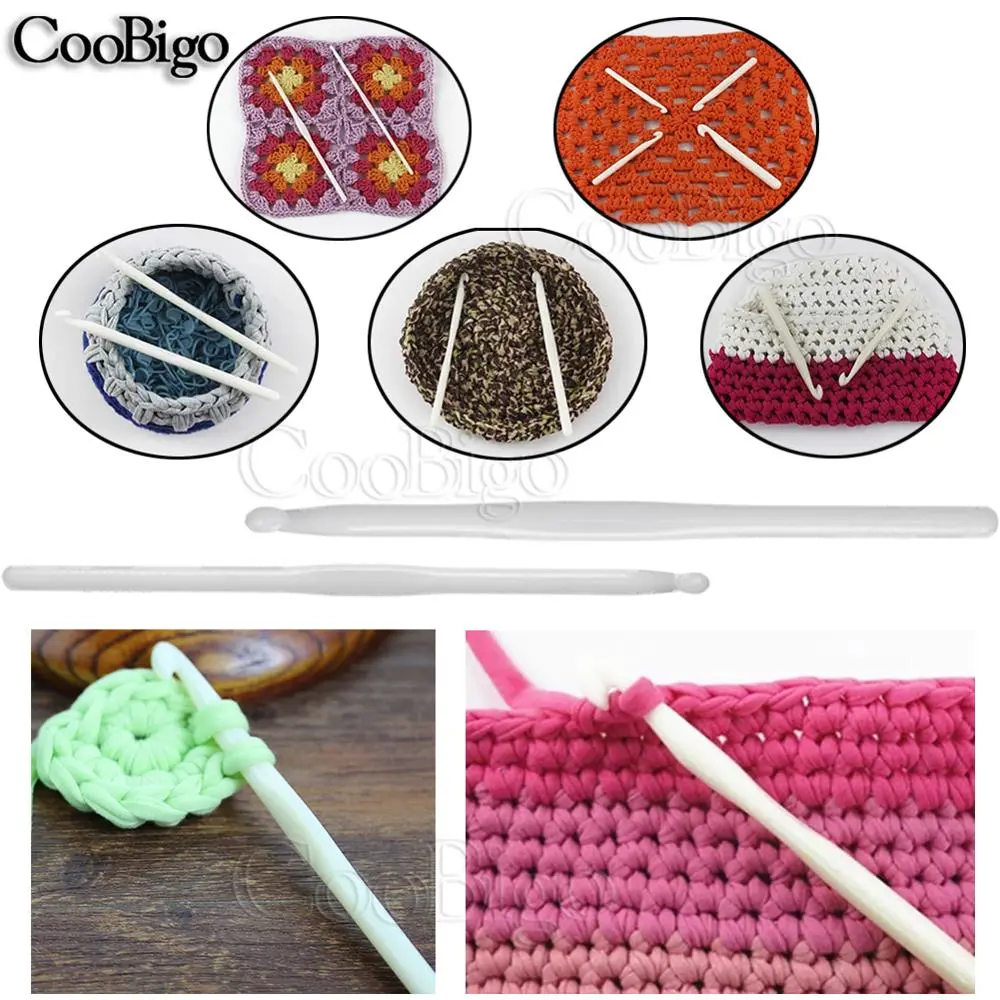 3-10mm Plastic Handle Crochet Hook Knitting Needles Thick Head Paracord Bracelet DIY Weave Sewing Sweater Crocheter Tools White