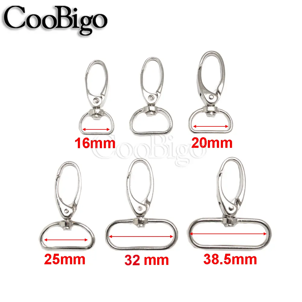 5pcs Metal Snap Hook Carabiner Swivel Lobster Clasp Clip Trigger Buckle for Outdoor Bag Shoulder Strap Keyring Keychain Silver