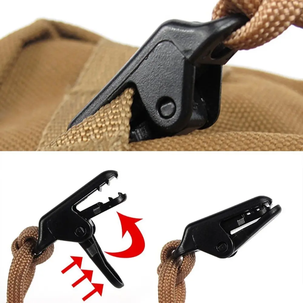 10pcs Tent Tarp Tighten Clip Awning Wind Ropes Snap Clamp Outdoor Caravan Camping Hiking Survival Accessories Plastic