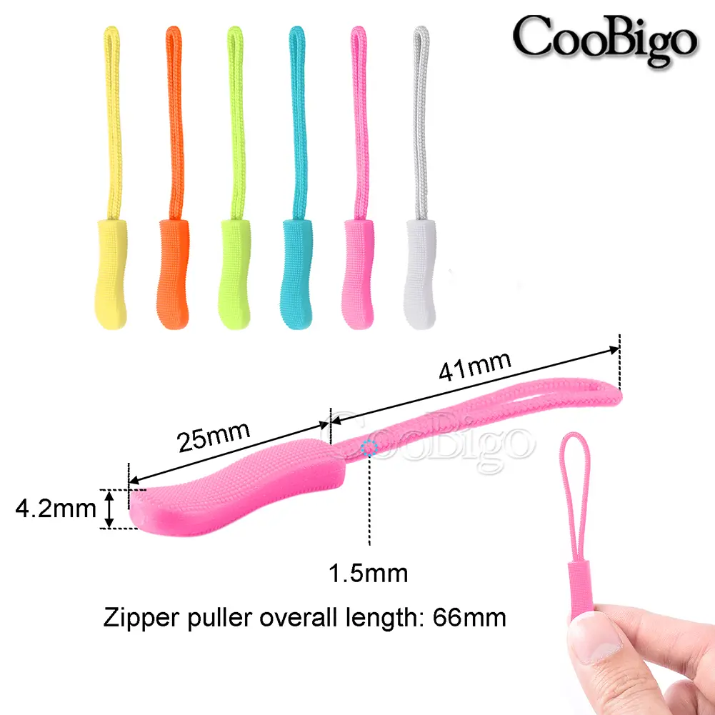 20pcs Zipper Pull End Fit Rope Tag Replacement Clip Buckle Fixer Zip Cord Tab Bag Suitcase Tent Outdoor Camping Backpack Clothes