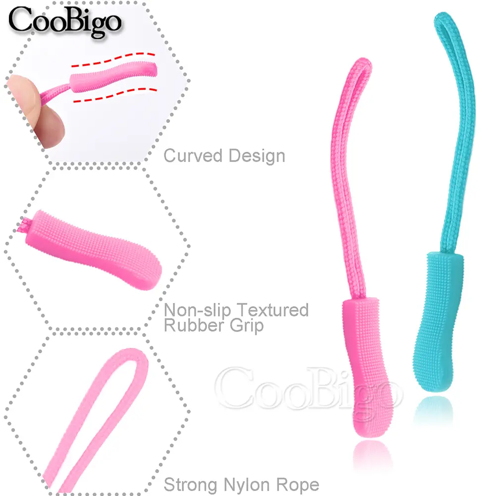 20pcs Zipper Pull End Fit Rope Tag Replacement Clip Buckle Fixer Zip Cord Tab Bag Suitcase Tent Outdoor Camping Backpack Clothes