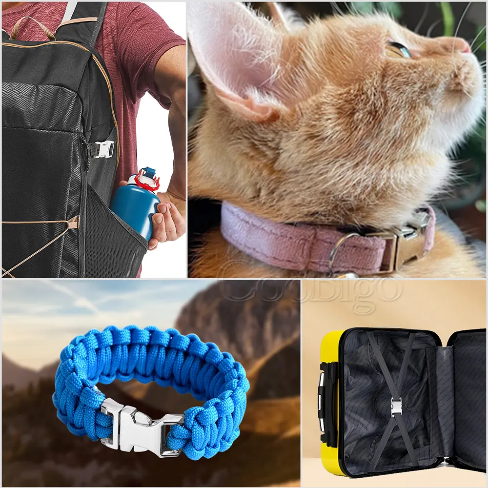 25mm Metal Side Release Buckle Curved Breakaway Clasp for Paracord Bracelet Outdoor Backpack Strap Dog Collar DIY Accessories