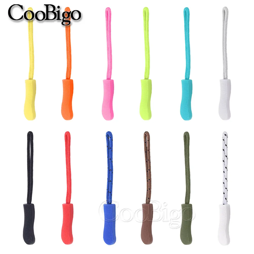 20pcs Zipper Pull End Fit Rope Tag Replacement Clip Buckle Fixer Zip Cord Tab Bag Suitcase Tent Outdoor Camping Backpack Clothes