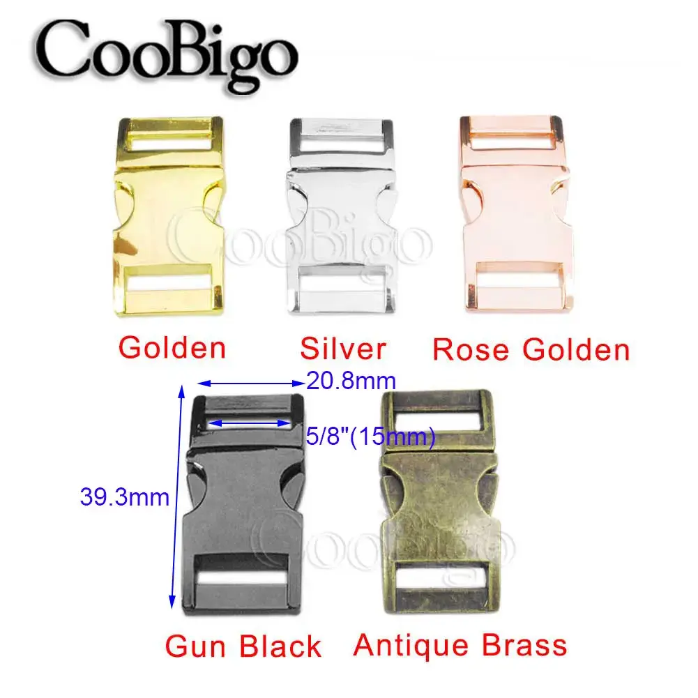 5/8" Metal Side Release Buckle Paracord Bracelet Claps Clips for Outdoor Camping Backpack Strap Bag Belt Dog Collar Accessories