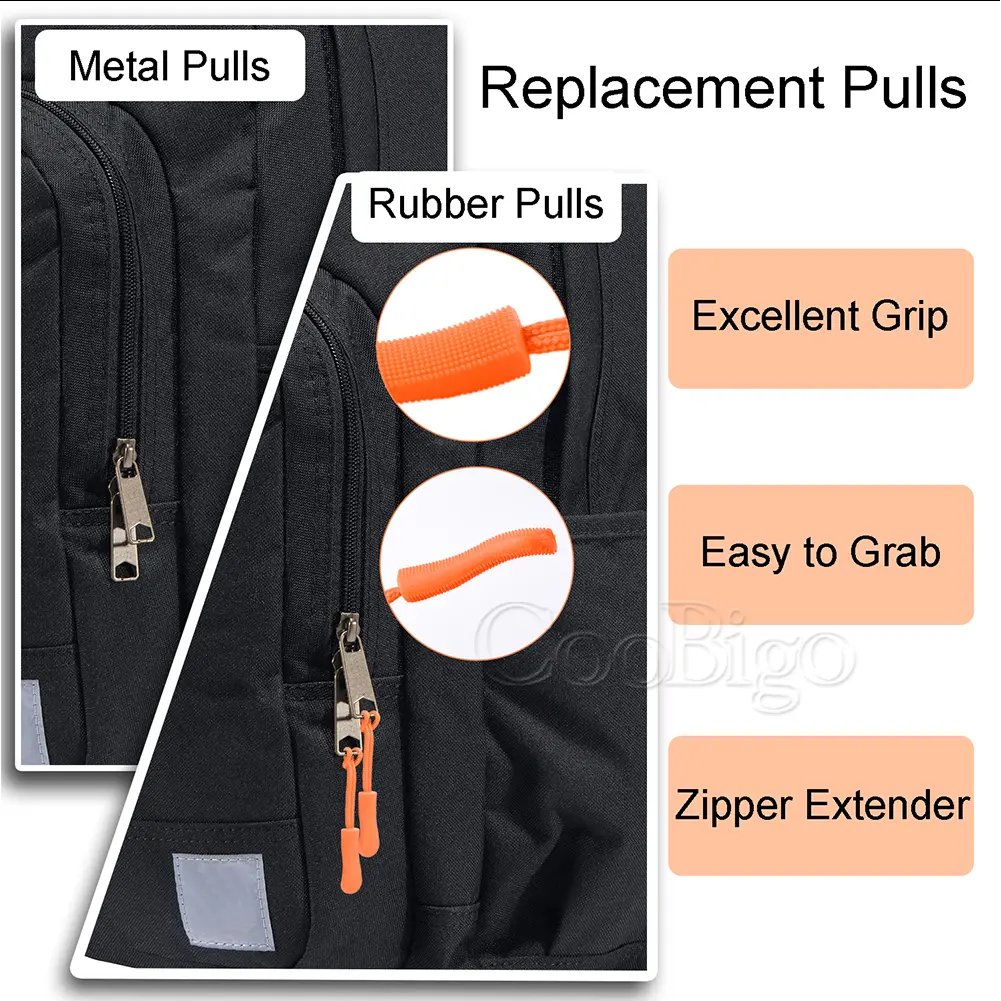 20pcs Zipper Pull End Fit Rope Tag Replacement Clip Buckle Fixer Zip Cord Tab Bag Suitcase Tent Outdoor Camping Backpack Clothes