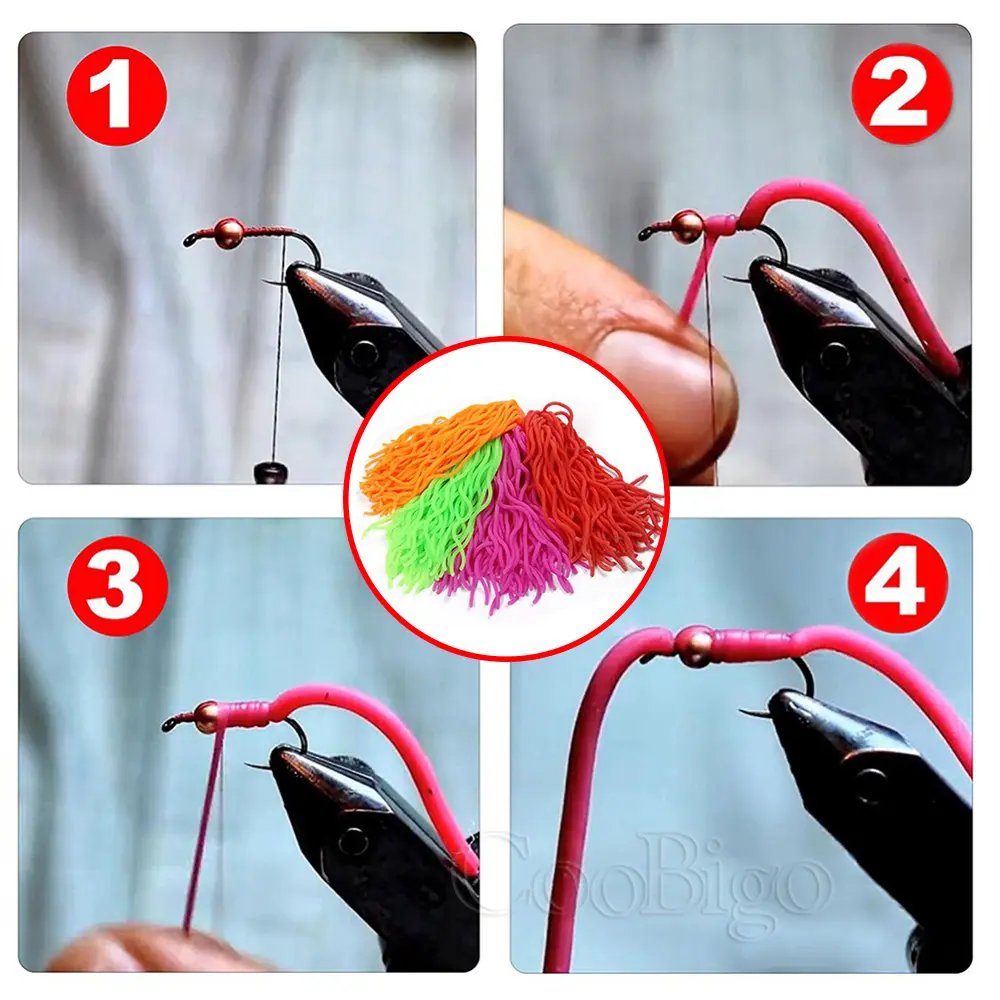 2Bundle Fishing Lures Squirmy Wormy Nymphs Flies Tying Material Soft San Juan Worm Luminous Earthworm Bait Outdoor Tackle Supply