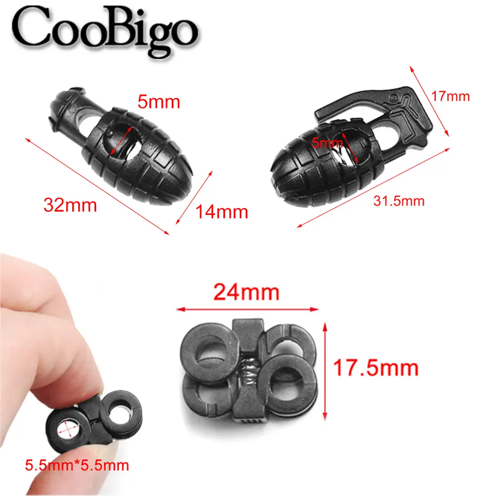 20pcs Plastic Cord Lock Stopper Toggle Spring Paracord Rope Clip Clasp DIY Outdoor Backpacks Sportswear Hat Shoelace Accessories