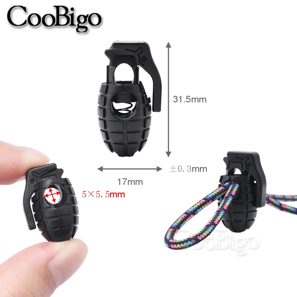 10pcs Grenade Cord Lock Stopper Spring Toggle Clip Rope Buckle Paracord Drawstring Outdoor Camping Backpack Shoelace Accessories
