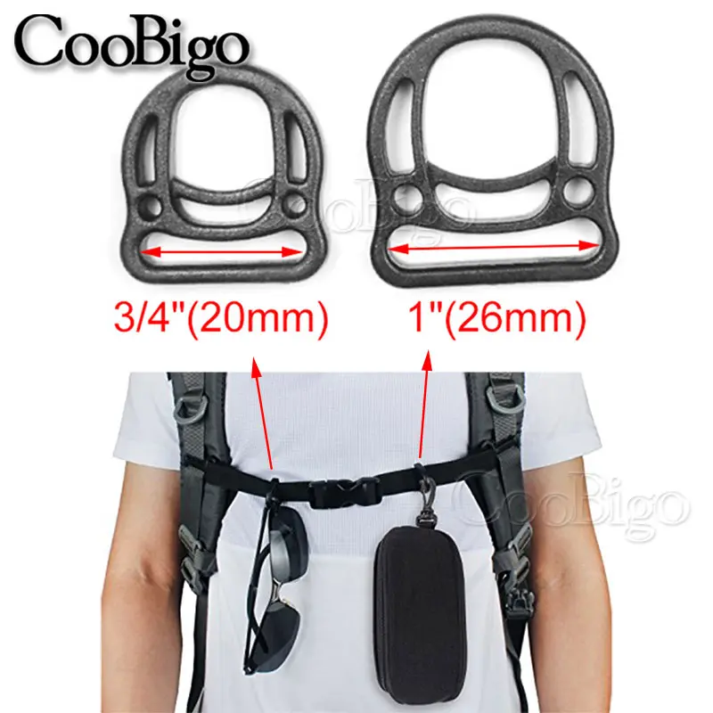 25pcs EDC Buckle D Ring Loop Hook Webbing Hanger for Outdoor Tactical Molle Backpack Strap Accessories Plastic Durable 20mm-50mm