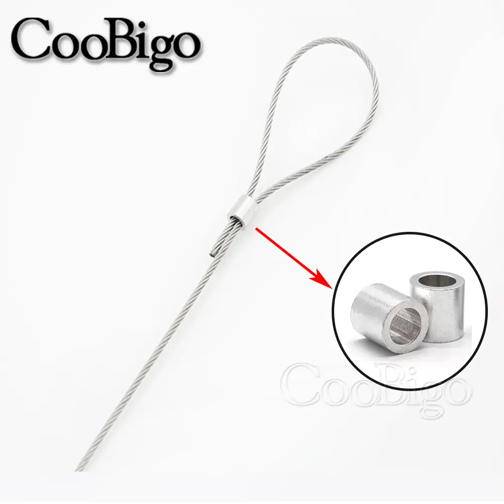 50pcs Aluminum Cable Crimps Sleeves Round Wire Rope Loop Clip Ferrule Cables Stopper Line End Fittings Hardware M1.0~M8.0