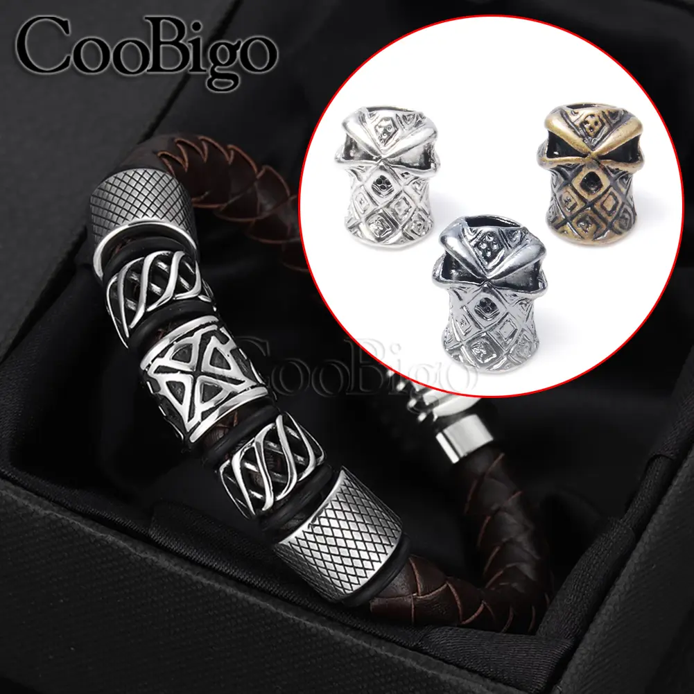 10pcs Metal Skull Bead Punk Beads Parachute Rope Keychain Outdoor Backpack Knife Lanyard Paracord Bracelet DIY Craft Acccessory