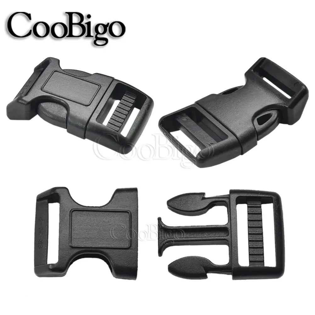20mm Side Release Buckle Clasps Paracord Bracelet Outdoor Backpack Camping Webbing Tactical Strap Plastic Colorful Curved 10Pcs