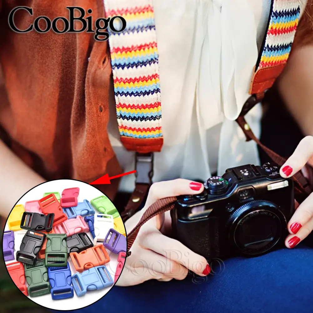 20mm Side Release Buckle Clasps Paracord Bracelet Outdoor Backpack Camping Webbing Tactical Strap Plastic Colorful Curved 10Pcs