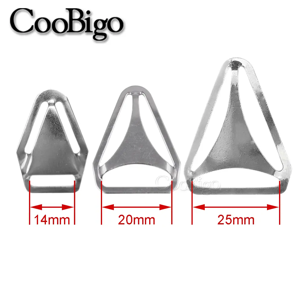 50pcs Webbing Strap Triangle Slide Buckle Adjuster Suspender Clasp Clip Pants Leather Craft DIY Hardware Metal 15mm 20mm 25mm