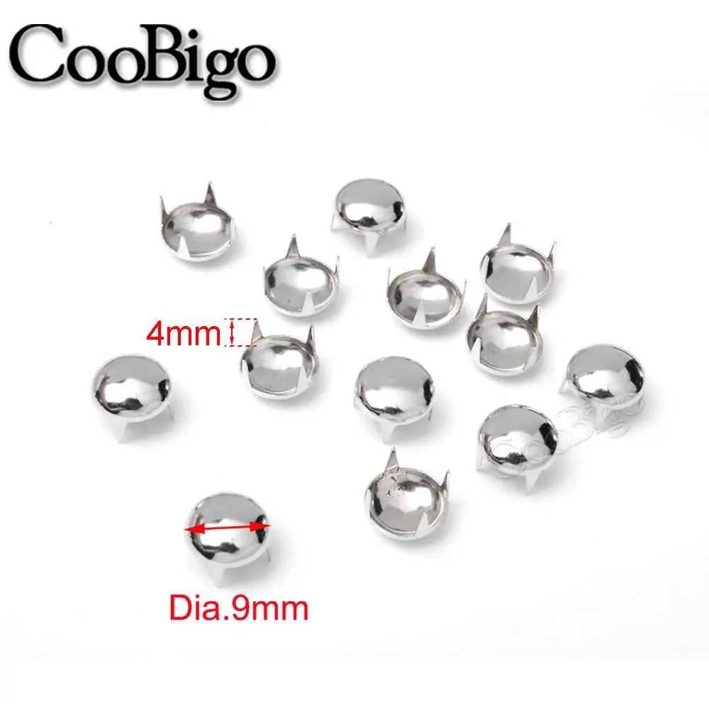9mm Round Claw Rivets Metal Spike Studs Spots Nailhead Rivet DIY Leather Jacket Punk Bracelet Shoes Bag Decor Accessory 200pcs